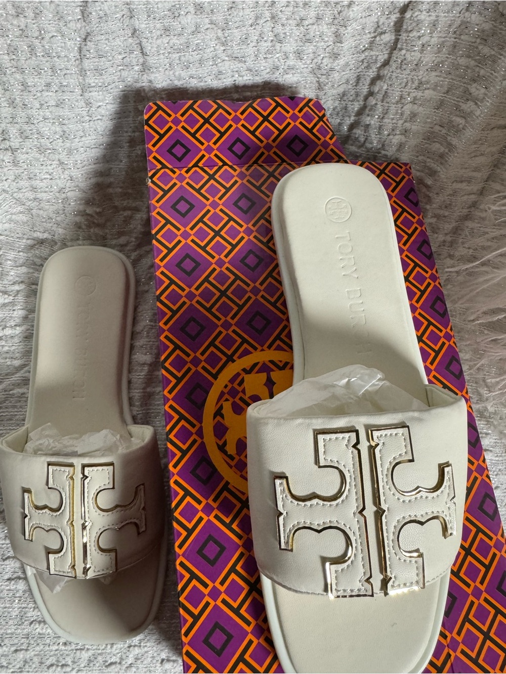 Women's White Flat Slide (Tory Burch)